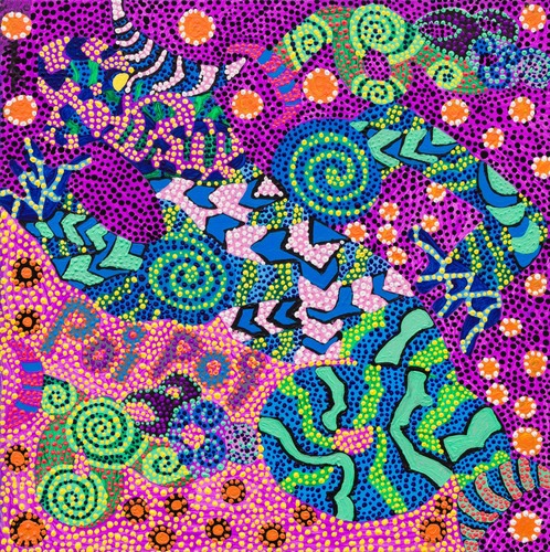 Natasha Sadlier_The Poipoi taniwha of dots_Acrylic on canvas _455 x455 (2)